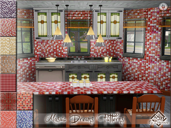 Sims 3 — Mosaic Dreams Patterns by Devirose — Nine magnificent patterns with precious mosaics for your tiles. You find