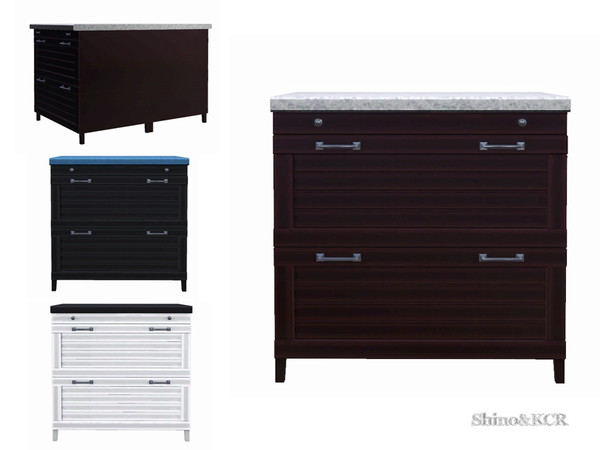 Sims 3 — Kitchen Dark Chocolate - Counterisland Drawers by ShinoKCR — for the Island with Stove and Sink