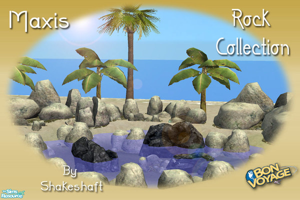 Sims 2 — Maxis Rock Collection by Shakeshaft — A set of hidden Maxis Rocks, ideal for creating beach rock pools or for