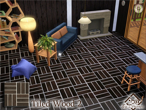 Sims 3 — Tiled Wood 2 by Devirose — Modern, ideal for refined and minimalist rooms. Base Game Compatible,no need