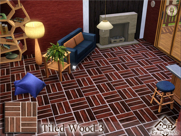Sims 3 — Tiled Wood 3 by Devirose — Modern, ideal for refined and minimalist rooms. Base Game Compatible,no need