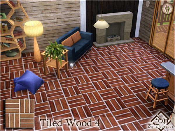Sims 3 — Tiled Wood 4 by Devirose — Modern, ideal for refined and minimalist rooms. Base Game Compatible,no need