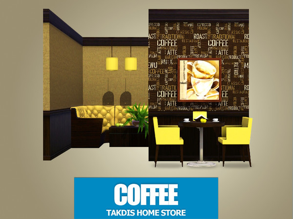 Sims 3 — Coffee Set by Takdis — Coffee Patterns for a stylish cafe design! You can beautify your rooms with that