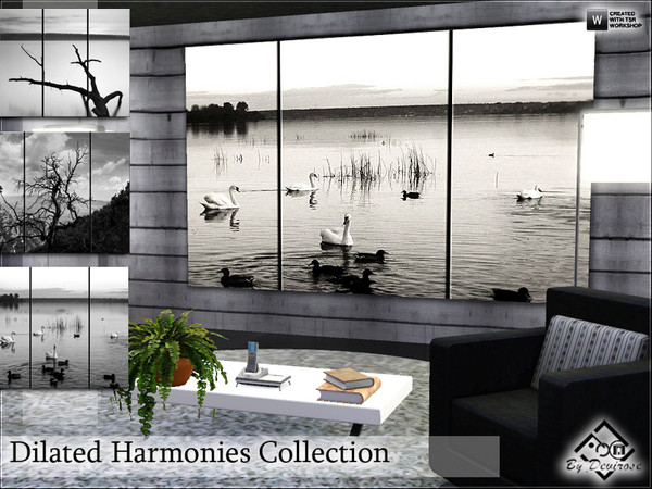 Sims 3 — Dilated Harmonies Collection by Devirose — A set of three maxi posters, effect triptych, modern,