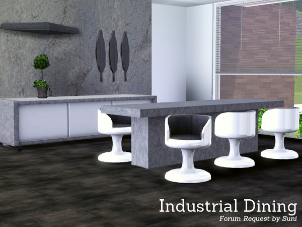 Sims 3 — Industrial Dining by Angela — Industrial Style Diningroom, as was requested by Suni in the forums. Concrete slab