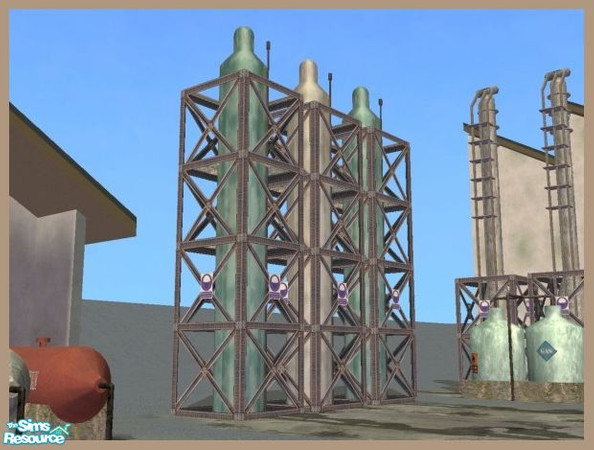 Sims 2 — Tall Chemical Cylinder Tower (metallic) by Cyclonesue — An industrial decorative item in two colours (found