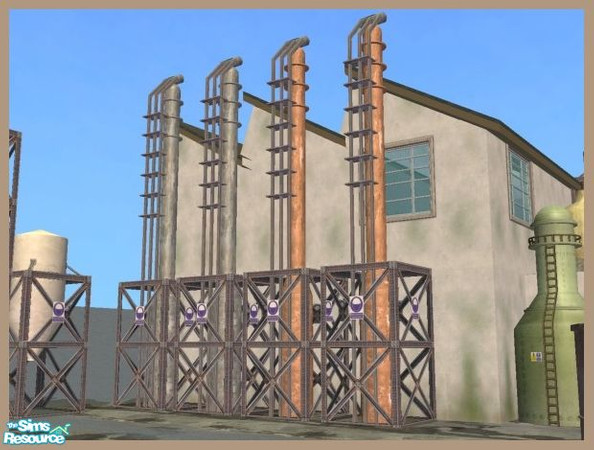 Sims 2 — Tall Chemical Pipe Structure (OBO) by Cyclonesue — An industrial decorative item in two colours (found under