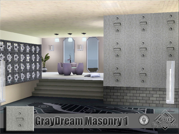 Sims 3 — GrayDream Masonry 1 by Devirose — Gray masonry design,modern texture-.Base game compatible,no need EP,created