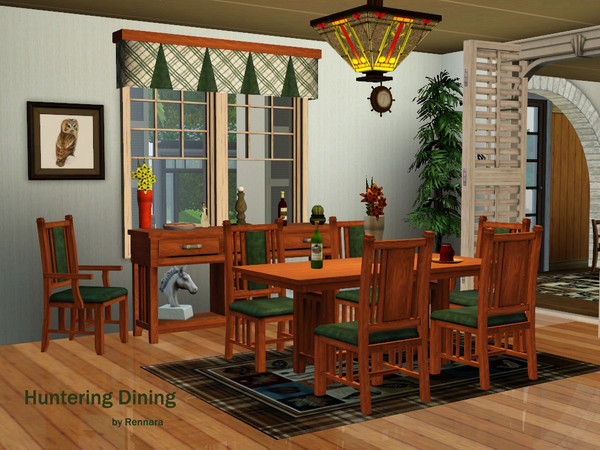 Sims 3 — Huntering Dining by Rennara — Back by popular demand here is the next in the Huntering furnishings series and