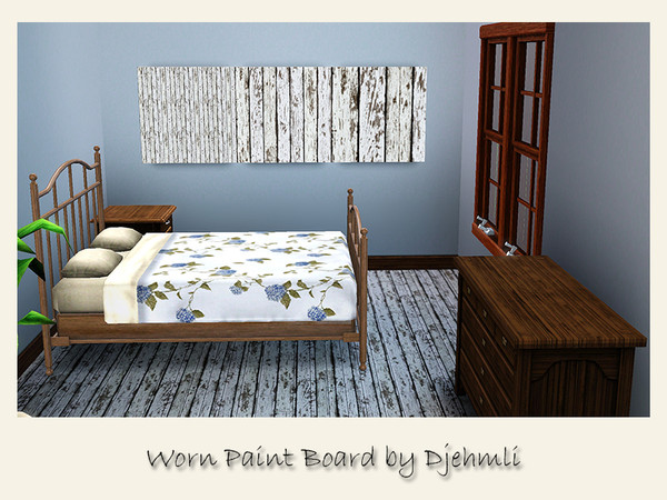 Sims 3 — DjemWornPaintBoard by djehmli — A wooden pattern with worn paint and splintered boards - 4 colorable palettes