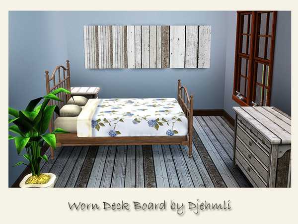 Sims 3 — DjemWornDeckBoard by djehmli — A wooden pattern with worn and splintered boards - 4 colorable palettes