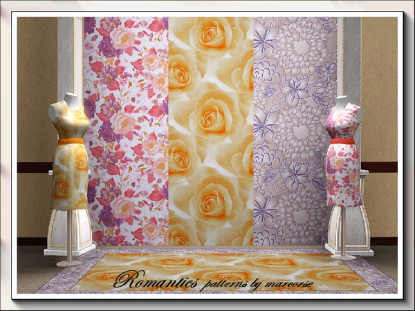 Sims 3 — Romantics_marcorse by marcorse — A pretty little set of three Romantic floral patterns for your Sim enjoyment.