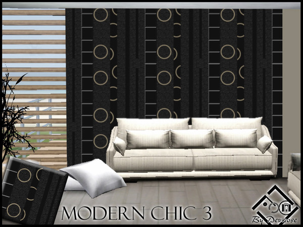 Sims 3 — Modern Chic 3 by Devirose — Black elegant pattern-Created with tool CAP of EA-base game compatible,no need