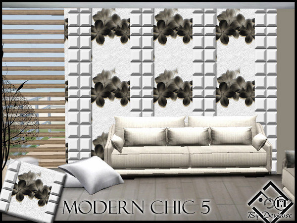 Sims 3 — Modern Chic 5 by Devirose — White elegant pattern-Created with tool CAP of EA-base game compatible,no need