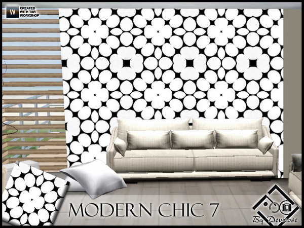 Sims 3 — Modern Chic 7 by Devirose — Black and white elegant pattern-Created with TSR Workshop-base game compatible,no