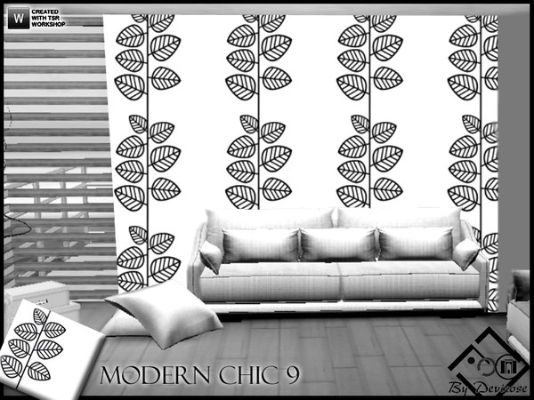 Sims 3 — Modern Chic 9 by Devirose — Black and white elegant pattern-Created with TSR Workshop-base game compatible,no