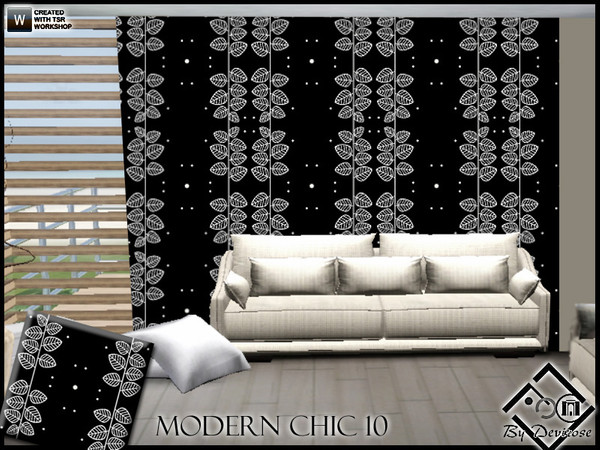 Sims 3 — Modern Chic 10 by Devirose — Black and white elegant pattern-Created with TSR Workshop-base game compatible,no