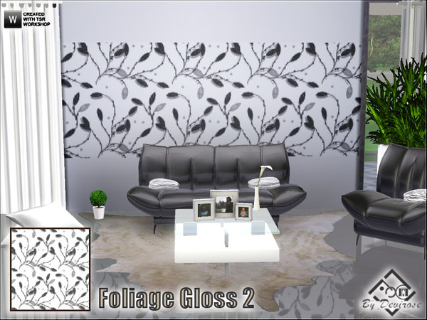 Sims 3 — Foliage Gloss 2 by Devirose — A recolorable pattern, lines of foliage,modern and elegant.Base Game Compatible,no