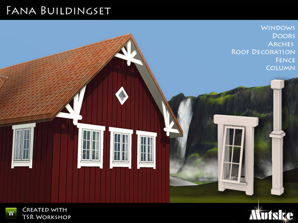 Sims 3 — Fana Buildset by Mutske — This set contains several Scandinavian type of windows, doors, arches and more
