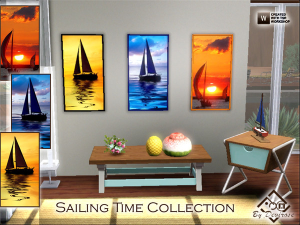 Sims 3 — Sailing Time Collection by Devirose — A set of three paintings dedicated to the fascination of the sea and