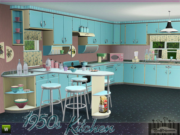Sims 3 — 1950s Kitchen Part 1 by BuffSumm — PLEASE download the Diningbar again. The file is changed because there was a