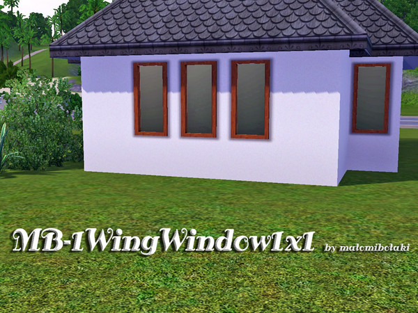 Sims 3 — MB-1WingWindow1x1 by matomibotaki — MB-1WingWindow1x1, new window mesh with one wing, frame is recolorable, by