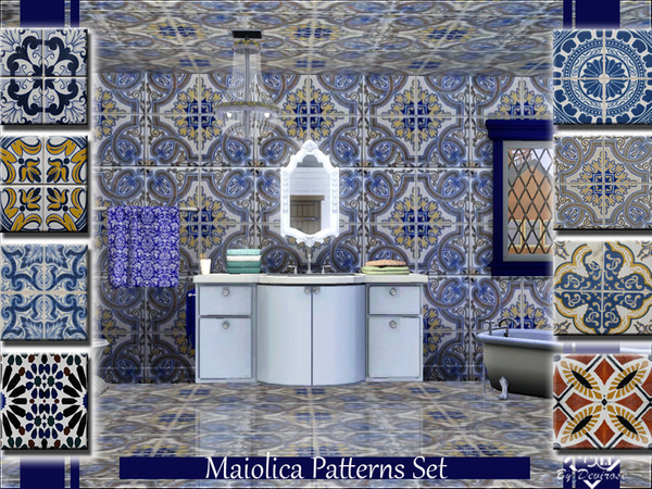 Sims 3 — Maiolica Patterns Set by Devirose — A nice selection of vitrified tiles style, realistic, elegant, ideal for