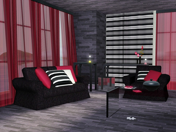 Sims 3 — Ruby Living by Flovv — One of the most comfortable living room you ever saw. With all the mirrors, curtains and