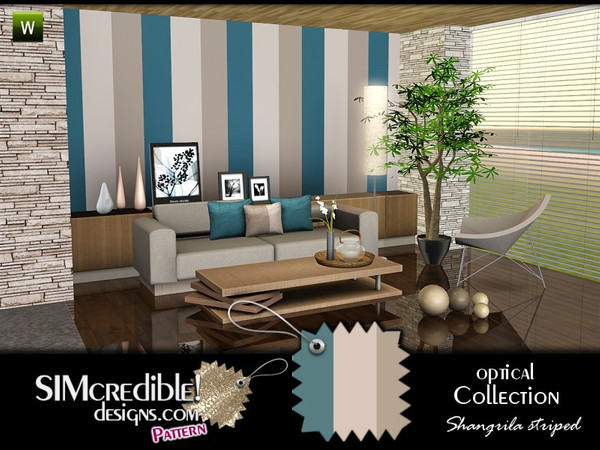 Sims 3 — Shangrila Striped by SIMcredible! — Optical Patterns collection by SIMcredibledesigns.com