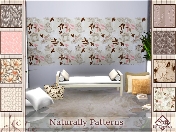 Sims 3 — Naturally Patterns by Devirose — A set of patterns romantics and modern.Flowers and leaves, birds and