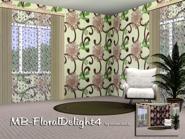 Sims 3 — MB-FloralDelight4 by matomibotaki — Fine and elegant floral pattern with 4 recolorable areas, to find under