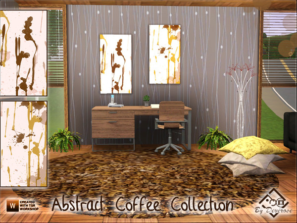 Sims 3 — Abstract Coffee Collection by Devirose — Abstract paintings with 'action painting' style,created in digital mode