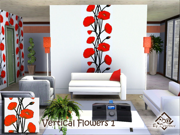 Sims 3 — Vertical Flowers 1 by Devirose — 