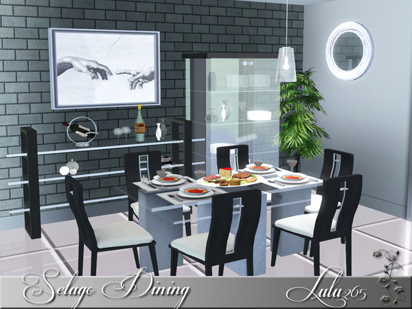 Sims 3 — Selago Dining by Lulu265 — A modern dining area for your home , all black and glass, this dining room can be