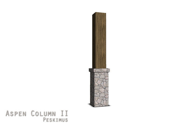 Sims 3 — Aspen Column II by peskimus — Wooden and stone column, part of The Aspen Build Set.