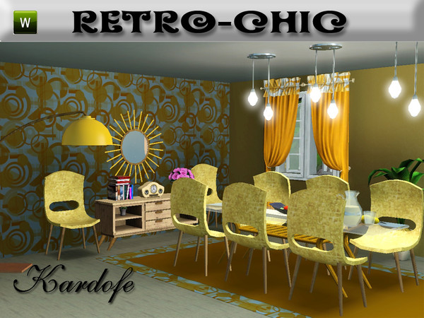 Sims 3 — Retro-Chic by kardofe — Retro-inspired dining,for most nostalgic sims, consisting of a glass-topped table, a