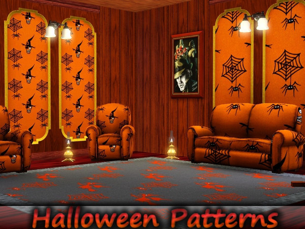 Sims 3 — Halloween Patterns by allison731 — Set with 4 patterns - two designs in bigger and smaller size. Category in