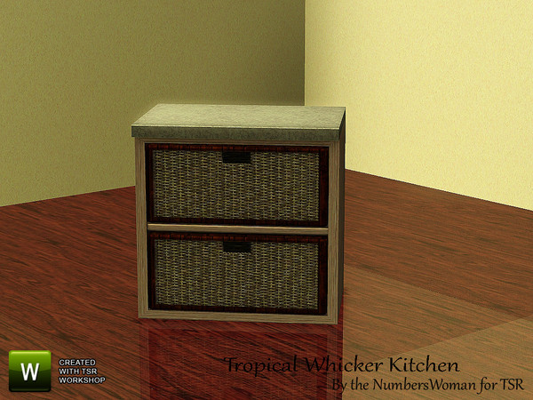 Sims 3 — Tropical Whicker Kitchen Counter 2 by TheNumbersWoman — "Whicker" furnishings for that tropical