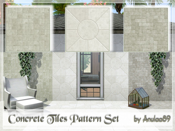 Sims 3 — Concrete Tiles Pattern Set by anulaa892 — Set of 3 recolorable patterns - Ideal for both exterior and interior
