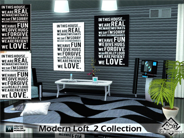 Sims 3 — Modern Loft 2 Collection by Devirose — Modern paintings and minimal ideal for penthouses and modern