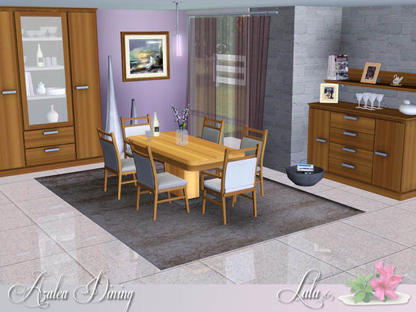 Sims 3 — Azalea Dining by Lulu265 — Classic, yet clean, a simple wood finish make this dining area a stylish addition to