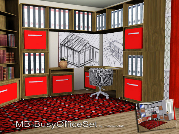 Sims 3 — MB-BusyOfficeSet by matomibotaki — MB-BusyOfficeSet - a new set for your sims office with 12 new mesh items, all
