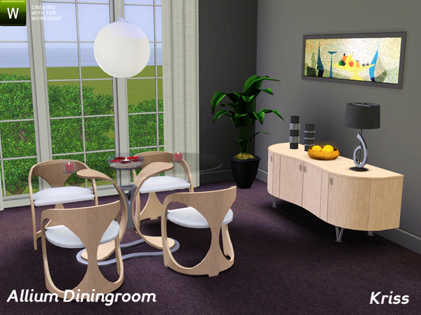 Sims 3 — Allium Diningroom by Kriss — A small and modern diningroom consisting of table, chairs, sideboard, lamps and