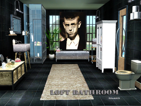 Sims 3 — Bathroom Loft by ShinoKCR — This Bathroom for a Loft has several options of wood and metaltextures. So you dont