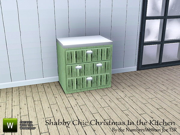 Sims 3 — Shabby Chic Christmas 2013 Counter by TheNumbersWoman — For the discerning Sim that chooses to recycle in style.