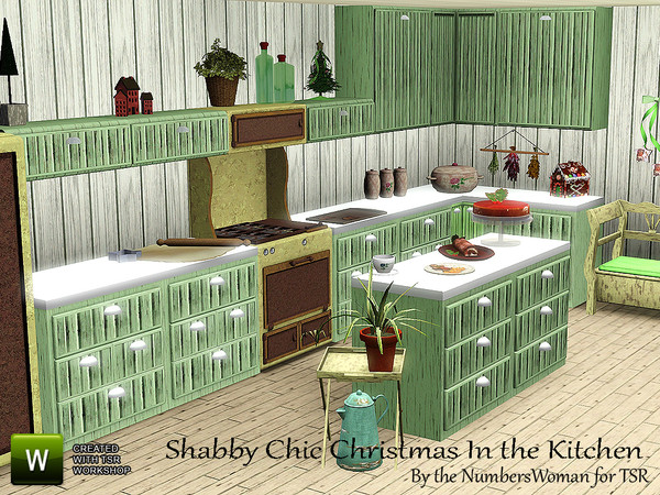 Sims 3 — Shabby Chic Christmas Kitchen by TheNumbersWoman — Tis the season for warmth, cooking and baking with love. This