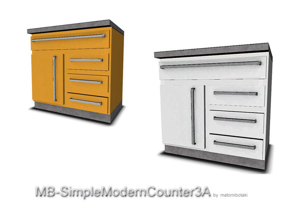 Sims 3 — MB-SimpleModernCounter3A by matomibotaki — MB-SimpleModernCounter3A, new counter mesh with 1 large drawer, 1