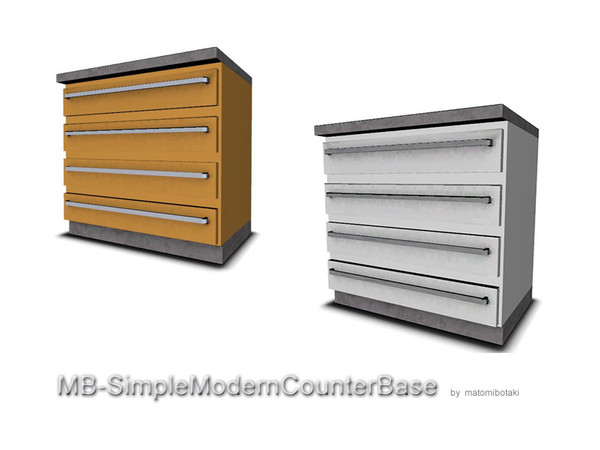 Sims 3 — MB-SimpleModernCounterBase by matomibotaki — MB-SimpleModernCounterBase, new base counter mesh with 4 drawers
