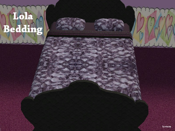 Sims 2 — Lola Bedding by staceylynmay2 — A recolour for bedding. Purple ruffle bedding and pillows with dark purple