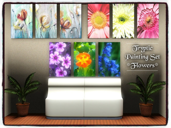 Sims 3 — Tryptic Set_Flowers by Xodess — This set has three paintings (three files)... there is one painting with each.